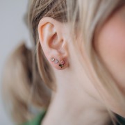 Orecchini a fiore 8x7mm in ossido di zirconio - Acciaio inox304L dorato - Rosa x2