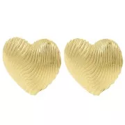 Orecchini a cuore testurizzati 21,5x24 mm - Dorato con oro fino x2
