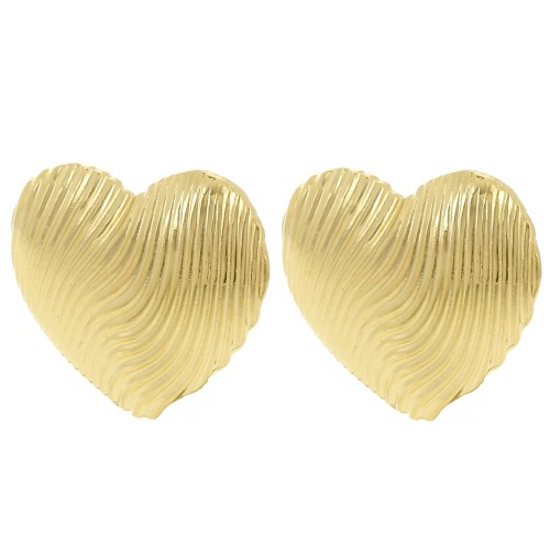 Orecchini a cuore testurizzati 21,5x24 mm - Dorato con oro fino x2