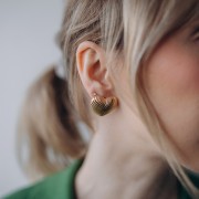 Orecchini a cuore testurizzati 21,5x24 mm - Dorato con oro fino x2