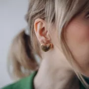 Orecchini a cuore testurizzati 21,5x24 mm - Dorato con oro fino x2