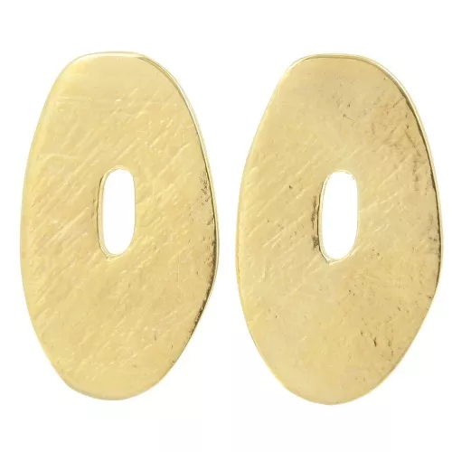 Orecchini ovali irregolari testurizzati 40x24 mm - Dorato con oro fino x2