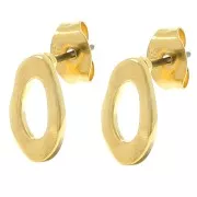 Orecchini ovali irregolari martellati 11x6,5 mm - Dorato con oro fino x2