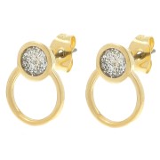 Orecchini a cerchio 14x11 mm in resina epossidica - Dorato con oro fino - Argento glitterato