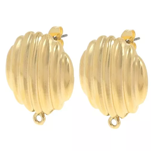 Orecchini a perno tondi da 23 mm con cerchio chiuso - Dorato con oro fino x2