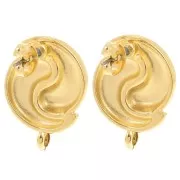 Orecchini Ying et Yang 17 mm con chiusura - Dorato con oro fino x2