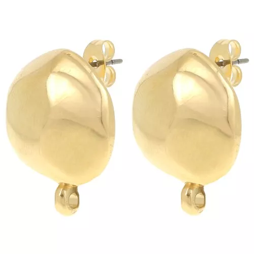 Orecchini tondi irregolari martellati 18 mm - Dorato con oro fino x2