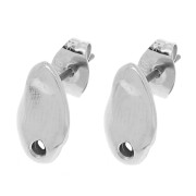 Orecchini perno irregolari martellate 11x6 mm - Placcatura argento fine x2
