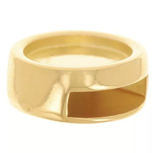 Passante tondo cabochon piatto da 10mm e merletto da 10mm - Dorato con oro fino x1