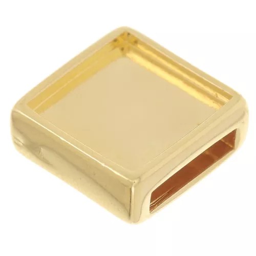 Passante quadrato cabochon piatto 12mm e merletto da 10mm-Dorato con oro fino x1