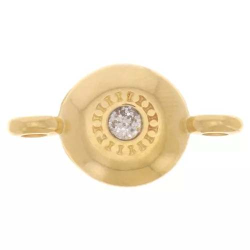 Distanziatore rotondo in resina epossidica 17,5x9 mm Dorato con oro fino - Glitter argento