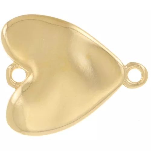 Distanziatore cuore martellato 28x24 mm - Dorato con oro fino x1