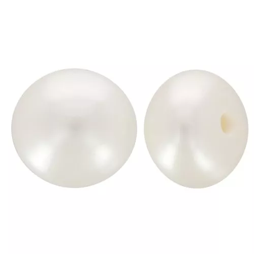 Perle d'acqua dolce semiperforate tonde e appiattite 6 mm - Grado AAA - Bianco x2