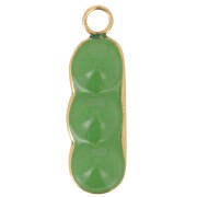 Pendente a forma di pisello 21x7 mm in resina - Acciaio inox 304L dorato - Verde|raw }}