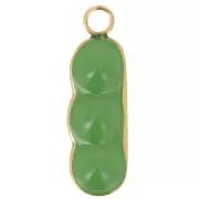 Pendente a forma di pisello 21x7 mm in resina - Acciaio inox 304L dorato - Verde