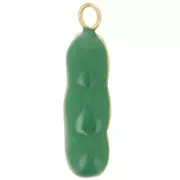 Pendente a forma di pisello 21x7 mm in resina - Acciaio inox 304L dorato - Verde
