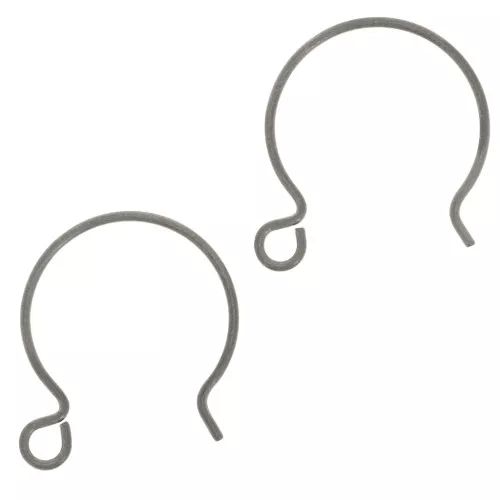 Crochets d'oreilles rond 21 mm - Niobium gris x2