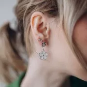 Orecchini a fiore 11x9 mm con anello chiuso - Argento 925 x2