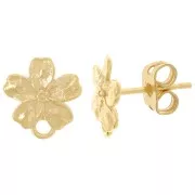 Orecchini a fiore 11x9 mm con cerchio chiuso - Argento 925 Dorato con oro fino x2