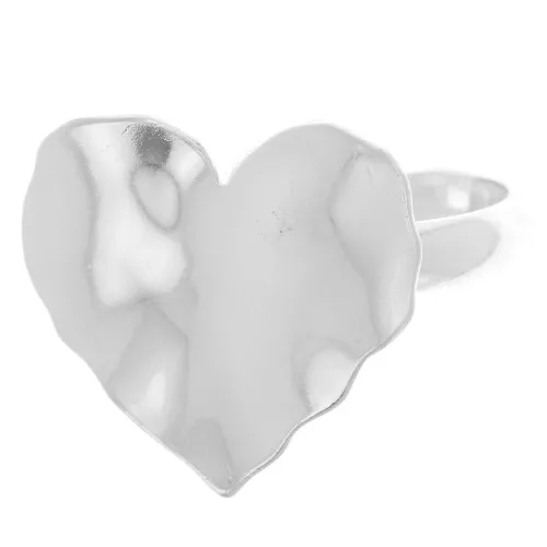 Anello regolabile con cuore martellato - Misura da 48 a 54 - Argento 925 x1