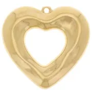 Pendente a cuore cavo martellato 33x35 mm - Dorato con oro fino x1