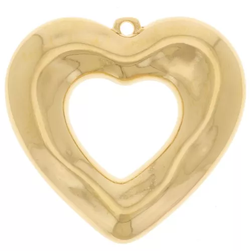 Pendente a cuore cavo martellato 33x35 mm - Dorato con oro fino x1