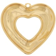 Pendente a cuore cavo martellato 33x35 mm - Dorato con oro fino x1