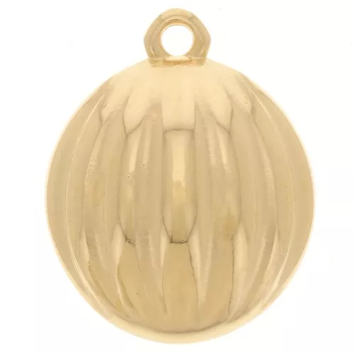 Pendente rotondo a cupola striata 16 mm - Dorato con oro fino x1