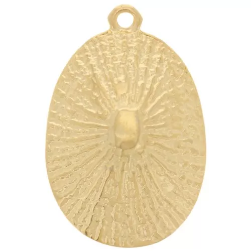 Pendente ovale testurizzato 24x16 mm - Dorato con oro fino x1