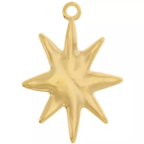 Pendente a stella 36,5x26 mm - Dorato con oro fino x1