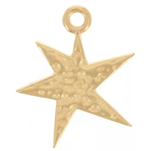 Pendente asimmetrico a stella martellata 20x16 mm - Dorato con oro fino x1