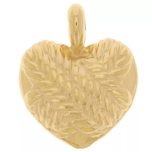 Pendente a cuore rotondo 27x22 mm - effetto intrecciato - Dorato con oro fino x1