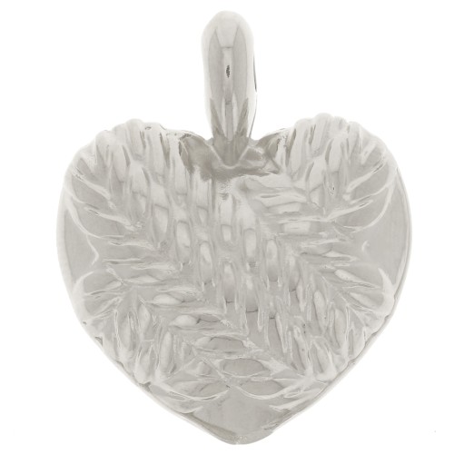 Pendente a cuore curvo 27x22 mm - effetto intrecciato-Placcatura argento antico x1