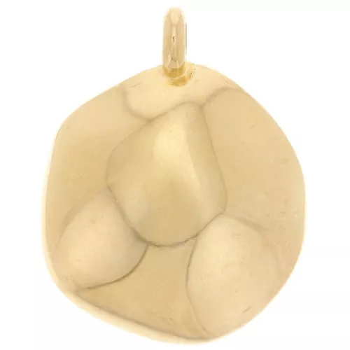 Pendente irregolare martellato 22 mm - Dorato con oro fino x1