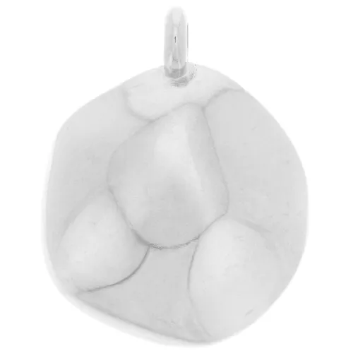 Pendente irregolare rotondo martellato 22 mm - Placcatura argento fine x1
