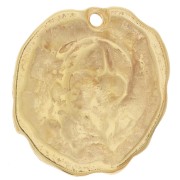 Pendente irregolare 25x22 mm in resina epossidica - Dorato con oro fino - Turchese x1