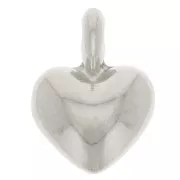 Ciondolo a cuore curvo 13x10 mm - Placcatura in argento x1