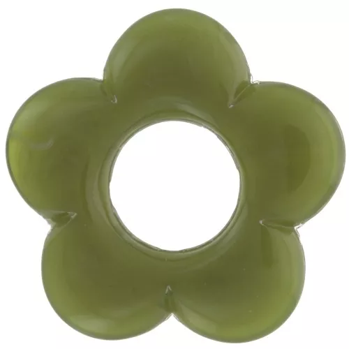 Pendente a fiore da 21 mm in resina opaca - Verde militare marmorizzato x1