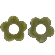 Pendente a fiore da 21 mm in resina opaca - Verde militare marmorizzato x1