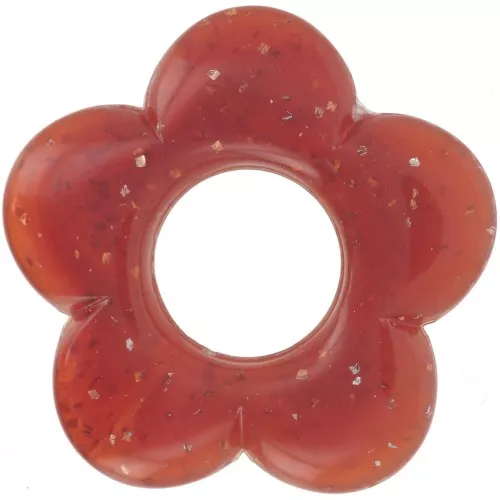 Pendente a forma di fiore in resina traslucida da 21 mm - Glitter rame x1