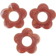 Pendente a forma di fiore in resina traslucida da 21 mm - Glitter rame x1