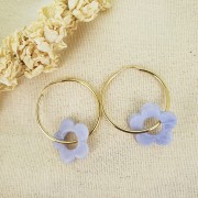 Pendente a forma di fiore da 21 mm in resina opaca - Blu pallido x1