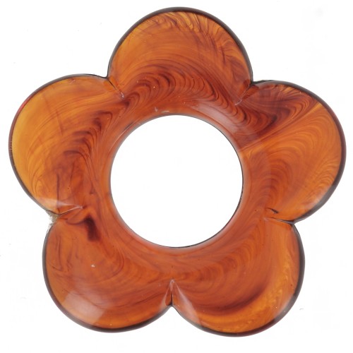 Pendente a forma di fiore da 21 mm in resina traslucida - Fulvo marmorizzato x1