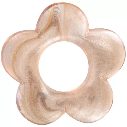 Pendente a fiore da 21 mm in resina trasparente - Marmo marrone perlato x1