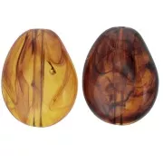 Perla piatta irregolare 25x20 mm in resina traslucida - Ambra marmorizzata x1
