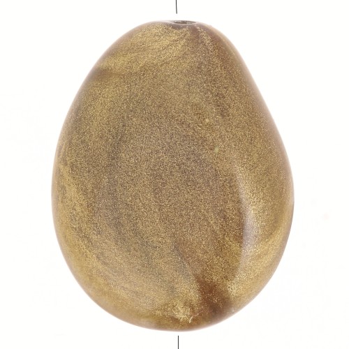 Perla piatta irregolare 25x20 mm in resina opaca - Bronzo marmorizzato x1
