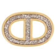 Distanziatore a rete marina 19,5x13 mm in resina epossidica - Dorato con oro fino - Grigio glitterato|raw }}