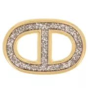 Distanziatore a rete marina 19,5x13 mm in resina epossidica - Dorato con oro fino - Grigio glitterato