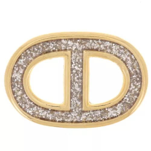 Distanziatore a rete marina 19,5x13 mm in resina epossidica - Dorato con oro fino - Grigio glitterato
