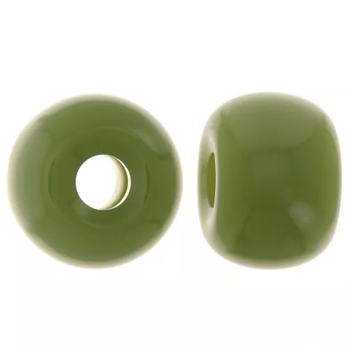 Perline rotonde fori grandi 13x9 mm resina opaca - Khaki x8
